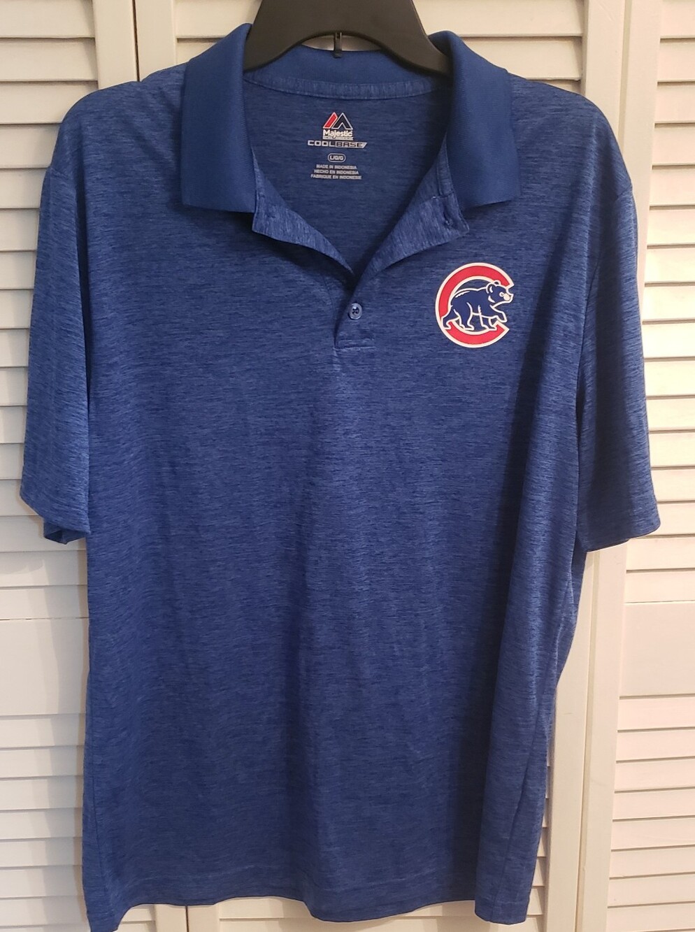 Majestic Royal Blue Chicago Cubs Polo with Team Crest